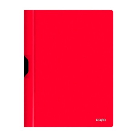 Dohe Dossier con Clip Metalico - Tamaño A4 - Fabricado en Polipropileno Opaco de 350 Micras - Color Rojo
