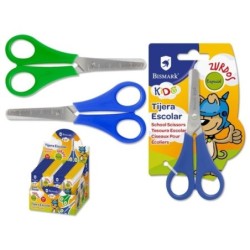 Bismark Kids Left-handed School Scissors - Plastic Handles - Blunt Tip - Blue and Green