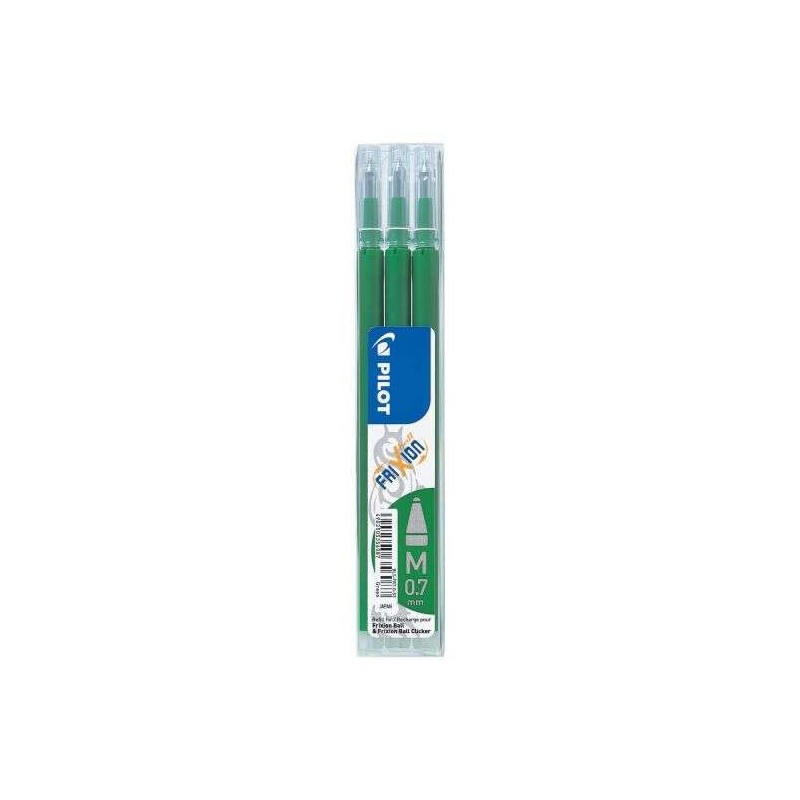 Pilot Pack de 3 Recambios para Frixion Ball / Frixion Clicker - Tinta Gel Borrable - Punta de Bola 0.7mm - Trazo 0.4mm - Color