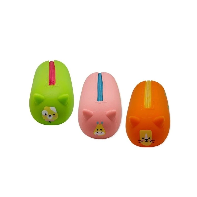 Bismark Animals Trousse en Silicone Squeezy - 1 Compartiment - 3 Motifs Différents