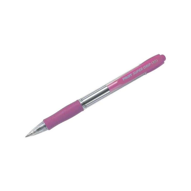 Pilot SuperGrip Boligrafo de Bola Retractil - Punta 1.0mm - Trazo 0.27mm - Tinta de Aceite - Grip Ergonomico - Color Rosa