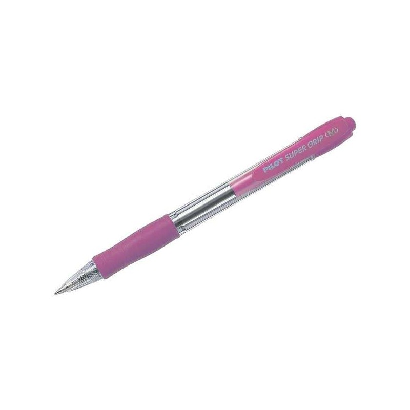 Pilot SuperGrip Stylo à Bille Rétractable - Pointe 1.0mm - Tracé 0.27mm - Encre à Base d'Huile - Grip Ergonomique - Couleur Rose
