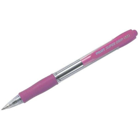 Pilot SuperGrip Retractable Ballpoint Pen - 1.0mm Point - 0.27mm Line Width - Oil-Based Ink - Ergonomic Grip - Pink
