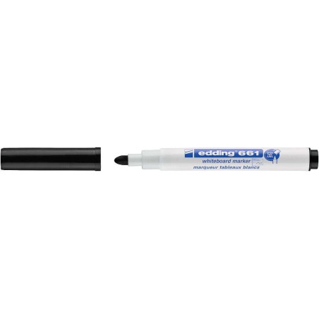 Edding 661 Marqueur pour Tableau Blanc - Pointe Ronde - Tracé entre 1 et 2 mm. - Encre Pigmentée - Effaçable à Sec - Couleur
