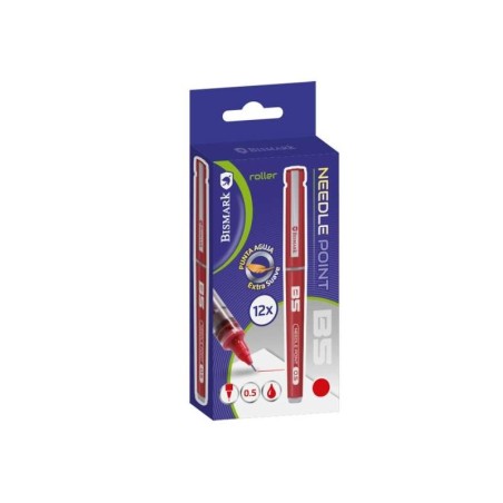 Bismark Liquid Ink Ballpoint Pen with Needle Point - Smooth Writing - High Precision - Colour Red