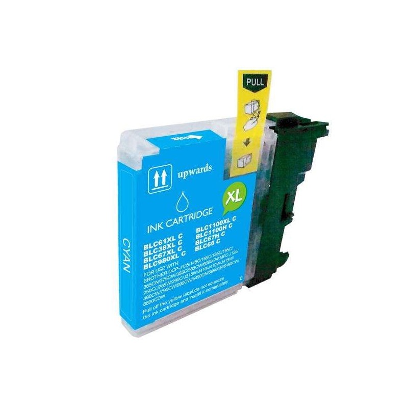 BULK - Brother LC980XL/LC1100XL/LC985XL Cyan Generic Ink Cartridge - Replaces LC980C/LC1100C/LC985C