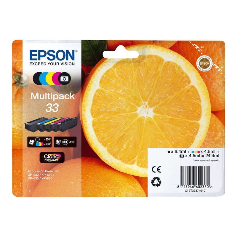 Epson T3337 (33) Pack de 5 Cartouches d'Encre Originales - C13T33374011