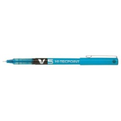 Pilot Stylo à Bille à Encre Liquide V5 HI-Tecpoint Rollerball - Pointe Fine Aiguille 0.5mm - Tracé 0.3mm - Couleur Bleu Clair