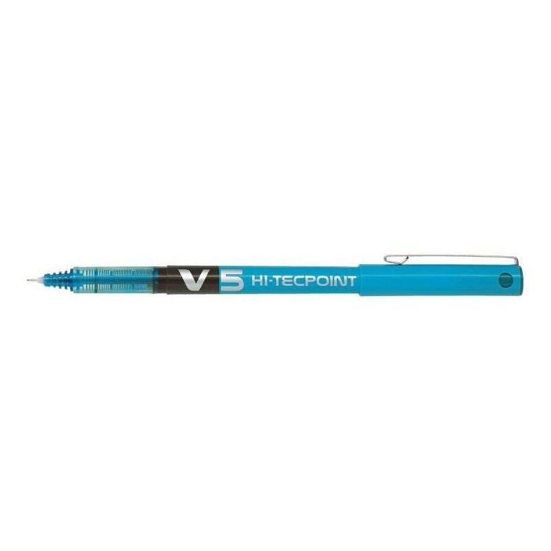 Pilot Stylo à Bille à Encre Liquide V5 HI-Tecpoint Rollerball - Pointe Fine Aiguille 0.5mm - Tracé 0.3mm - Couleur Bleu Clair
