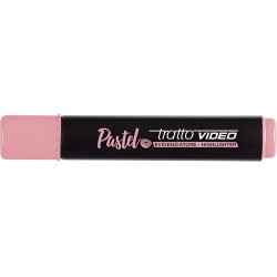 Tratto Video Pastel Fluorescent Highlighter - Chisel Tip - Water-Based Ink - Quick Drying - Grapefruit Pink