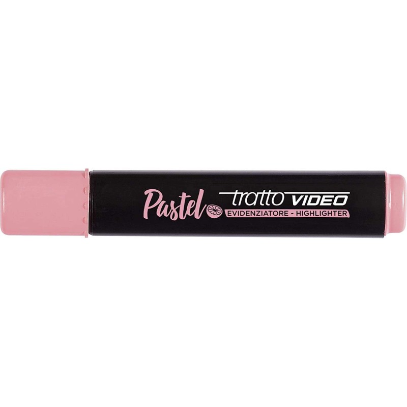 Tratto Video Pastel Fluorescent Highlighter - Chisel Tip - Water-Based Ink - Quick Drying - Grapefruit Pink