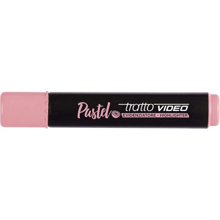 Tratto Video Pastel Fluorescent Highlighter - Chisel Tip - Water-Based Ink - Quick Drying - Grapefruit Pink