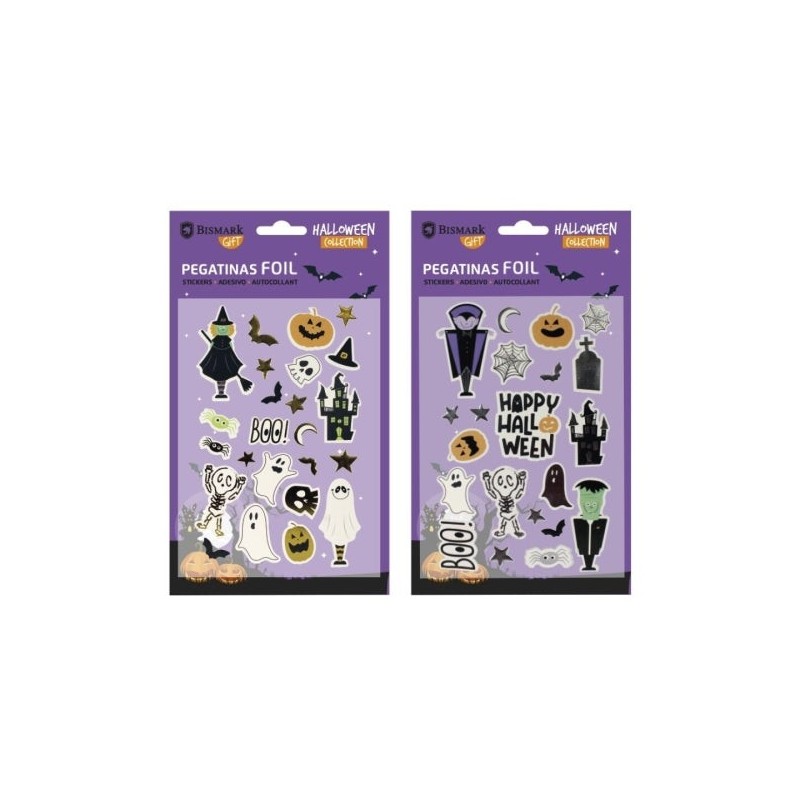Bismark Pack con Pegatinas para Halloween Foil - Autoadhesivas - 2 Diseños Aleatorios