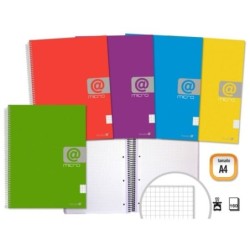Golden A4 Spiral Notebook 160 Sheets 60gsm 5x5 Grid - Micro-Perforated Sheets with 4 Holes and 4 Colour Bands - Hard-Wearing