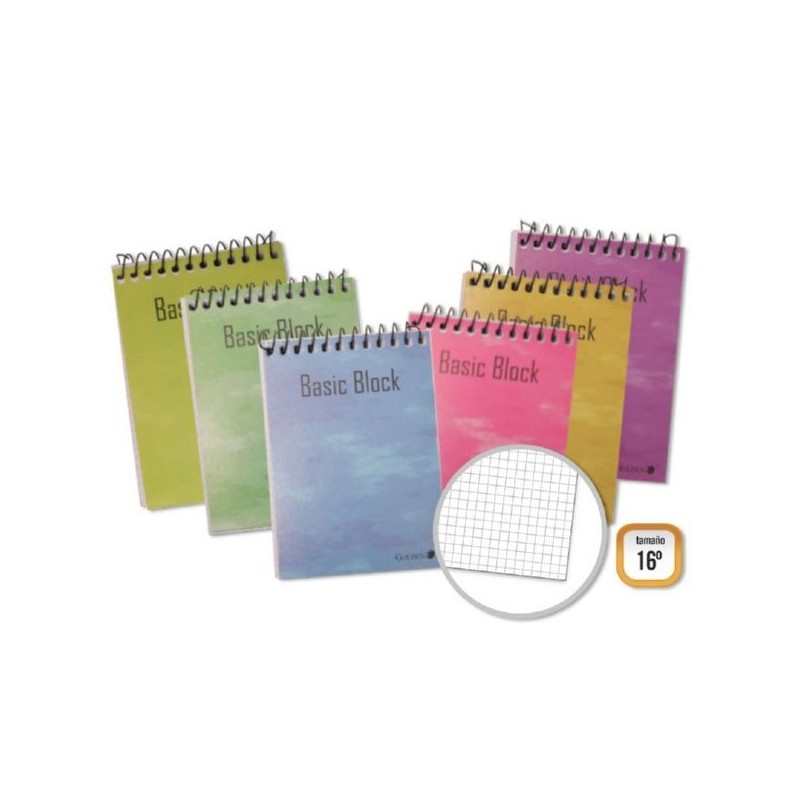 Golden Cuaderno Espiral Superior 16º Apaisado (102x71mm) 80 Hojas 60gr Cuadricula - Tapa Plastificada - Margen Remarcado