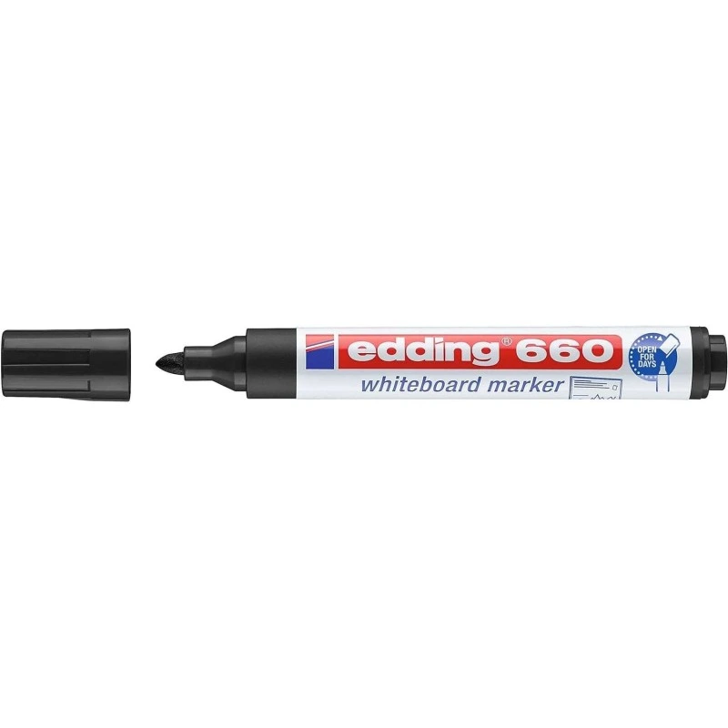 Edding 660 Whiteboard Marker - Round Nib - Line Width between 1.5 and 3 mm. - Pigmented Ink - Refillable - Dry Erase - Black