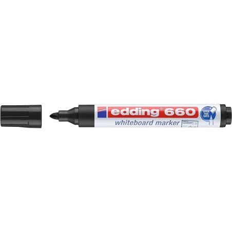 Edding 660 Whiteboard Marker - Round Nib - Line Width between 1.5 and 3 mm. - Pigmented Ink - Refillable - Dry Erase - Black