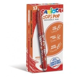 Carioca Oops Pop Erasable Ballpoint Pens - Thermo-Sensitive Ink - Textured Grip - 0.7mm Tip - Double Eraser - Compatible