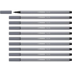 Stabilo Pen 68 Fibre Tip Marker - Line Width approx. 1mm - Water-Based Ink - Dark Grey