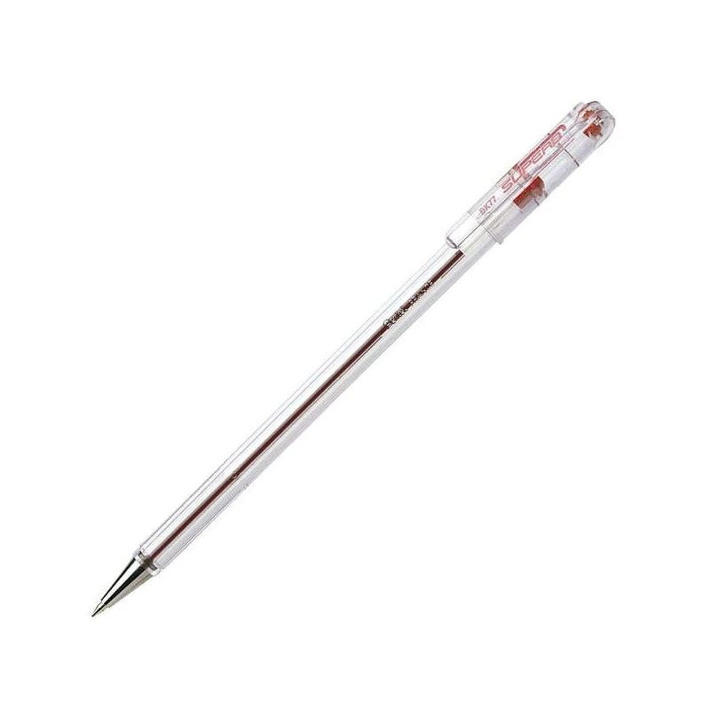 Pentel SuperB Boligrafo de Bola - Punta Fina 0.7mm - Trazo 0.35mm - Tinta con Base de Aceite - Color Rojo