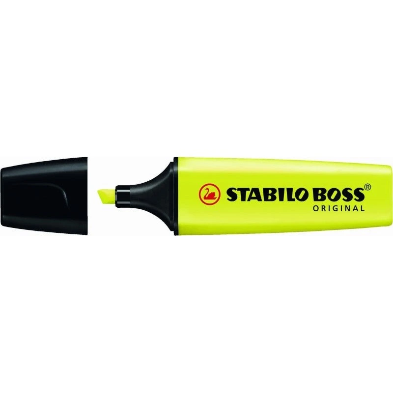 Stabilo Boss 70 Fluorescent Highlighter Marker - 2 to 5mm Line Width - Refillable - Water-Based Ink - Fluorescent Yellow