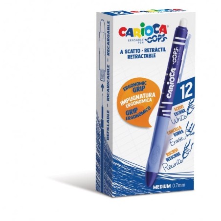 Carioca Oops Boligrafo Borrable Retractil - Tinta Termo Sensible - Empuñadura Ergonomica Triangular - Punta de Ø 0.7mm