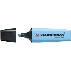 Stabilo Boss 70 Pastel Marqueur Fluorescent - Trait entre 2 et 5mm - Rechargeable - Encre à Base d'Eau - Couleur Bleu Venteux