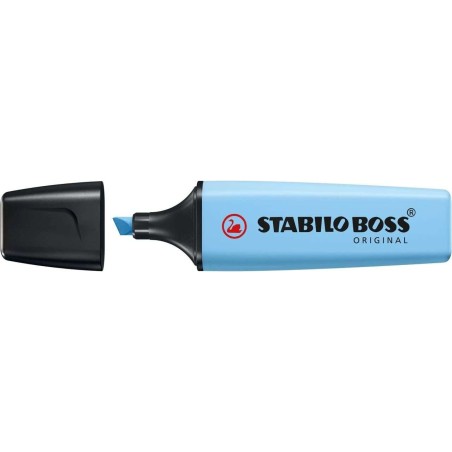 Stabilo Boss 70 Pastel Marcador Fluorescente - Traço entre 2 e 5mm - Recarregável - Tinta com Base de Água - Cor Azul Ventoso