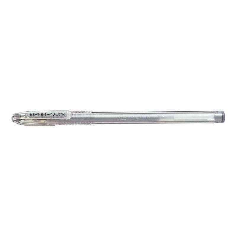 Pilot Esferográfica de Gel G1 - Recarregável - Ponta de Bola 0,7mm - Traço 0,32mm - Corpo Transparente - Cor Prateada