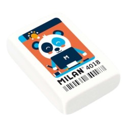 Milan 4018 Gomme à Effacer Rectangulaire - Mie de Pain - Caoutchouc Synthétique - Couleur Blanc - Motifs Assortis