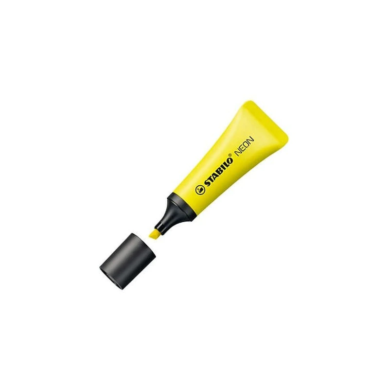 Stabilo Neon 72 Highlighter - Line Width between 2 and 5mm - Water-Based Ink - Tube-Shaped Body - Yellow