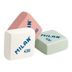 Milan 430 Square Eraser - Bread Crumb Type - Soft Synthetic Rubber - Assorted Colours