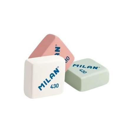 Milan 430 Square Eraser - Bread Crumb Type - Soft Synthetic Rubber - Assorted Colours