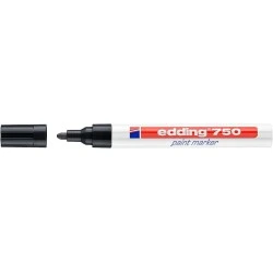 Edding 750 Marcador Permanente - Ponta Redonda - Traço entre 2 e 4 mm. - Tinta Opaca - Secagem Rápida - Cor Preto