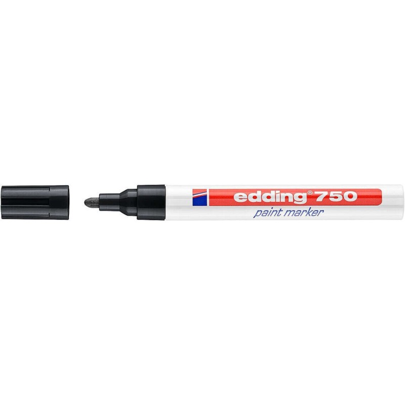 Edding 750 Marcador Permanente - Ponta Redonda - Traço entre 2 e 4 mm. - Tinta Opaca - Secagem Rápida - Cor Preto