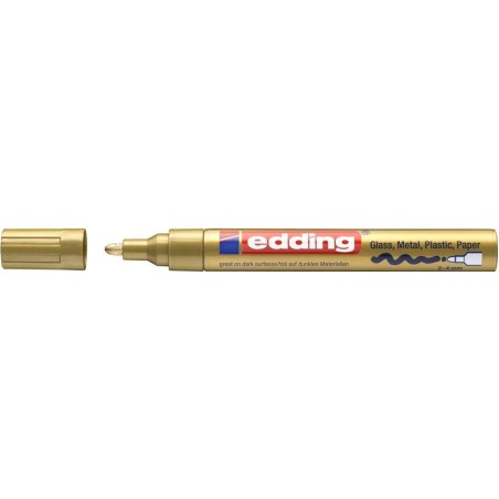 Edding 750 Permanent Marker - Round Tip - Line Width between 2 and 4 mm - Opaque Ink - Fast Drying - Gold