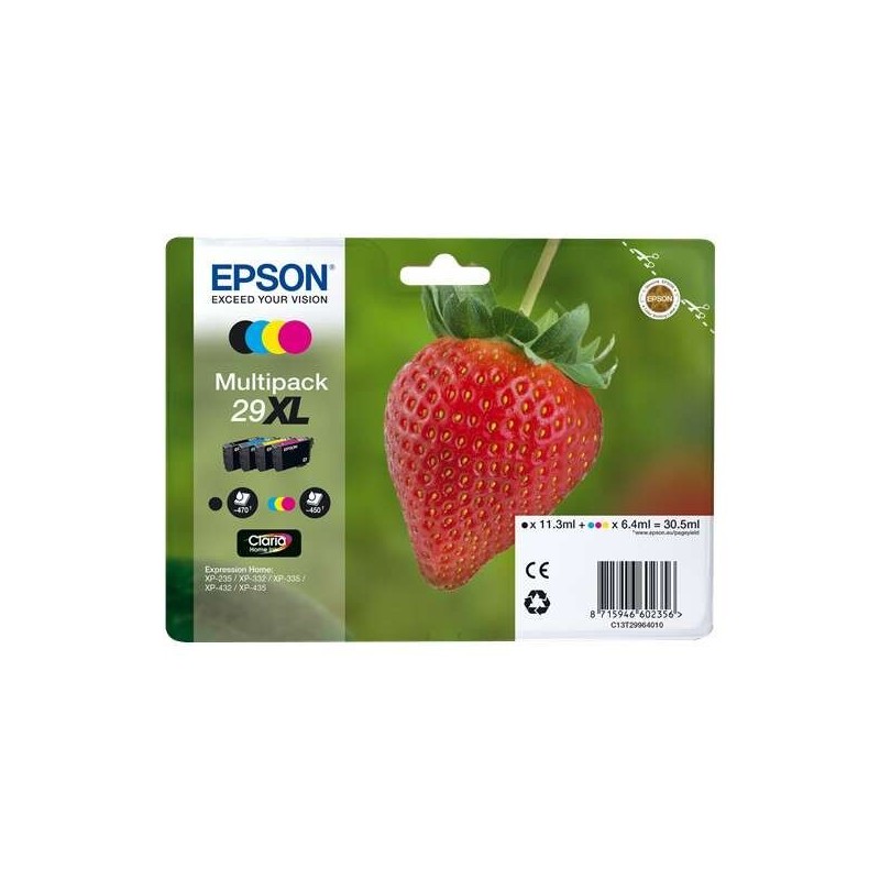 Epson T2996 (29XL) Pack de 4 Cartouches d'Encre Originales - C13T29964012