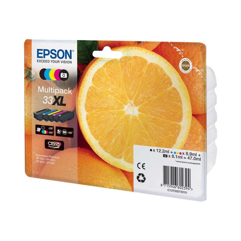 Epson T3357 (33XL) Pack of 5 Original Ink Cartridges - C13T33574011