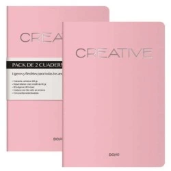 Dohe Creative Caderno Notebook A4 40 Folhas Lisas - Papel Marfim 90 g/m2 - Capa em Cartolina 300g/m2 - Cor Rosa