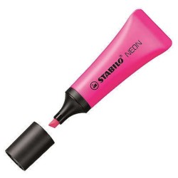 Stabilo Neon 72 Surligneur Fluorescent - Trait entre 2 et 5mm - Encre à Base d'Eau - Corps en Forme de Tube - Couleur Rose