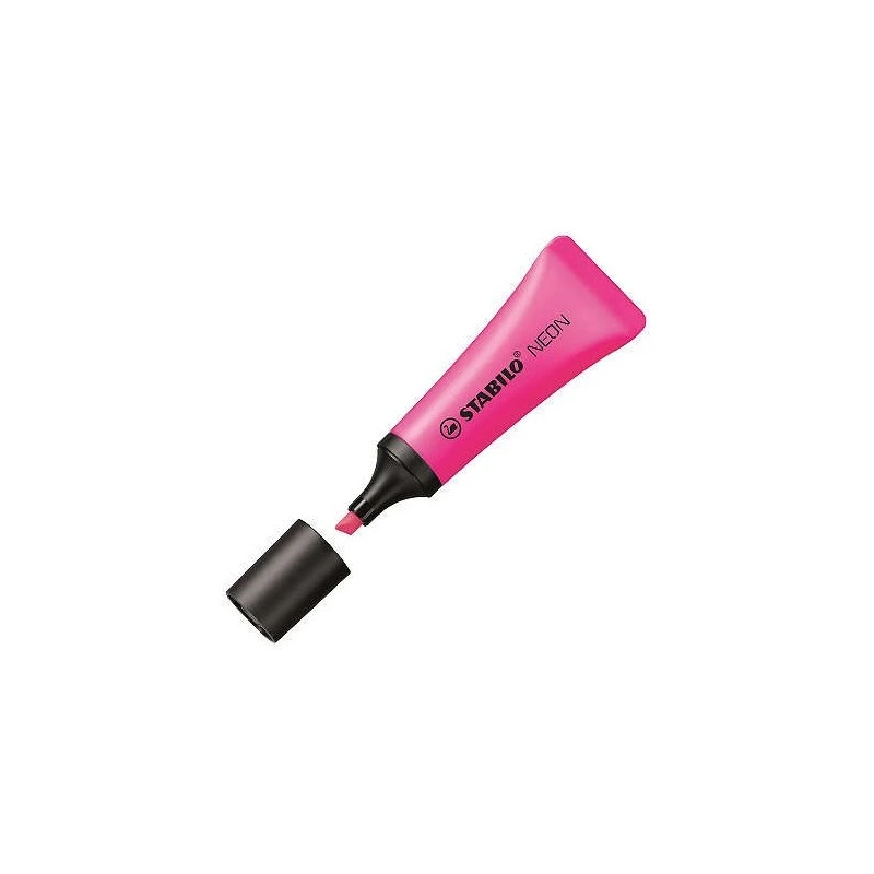 Stabilo Neon 72 Surligneur Fluorescent - Trait entre 2 et 5mm - Encre à Base d'Eau - Corps en Forme de Tube - Couleur Rose