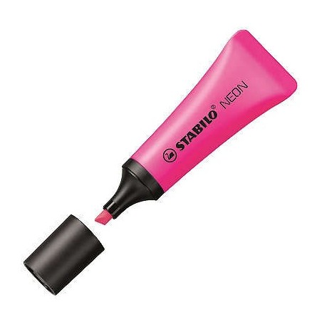 Stabilo Neon 72 Surligneur Fluorescent - Trait entre 2 et 5mm - Encre à Base d'Eau - Corps en Forme de Tube - Couleur Rose