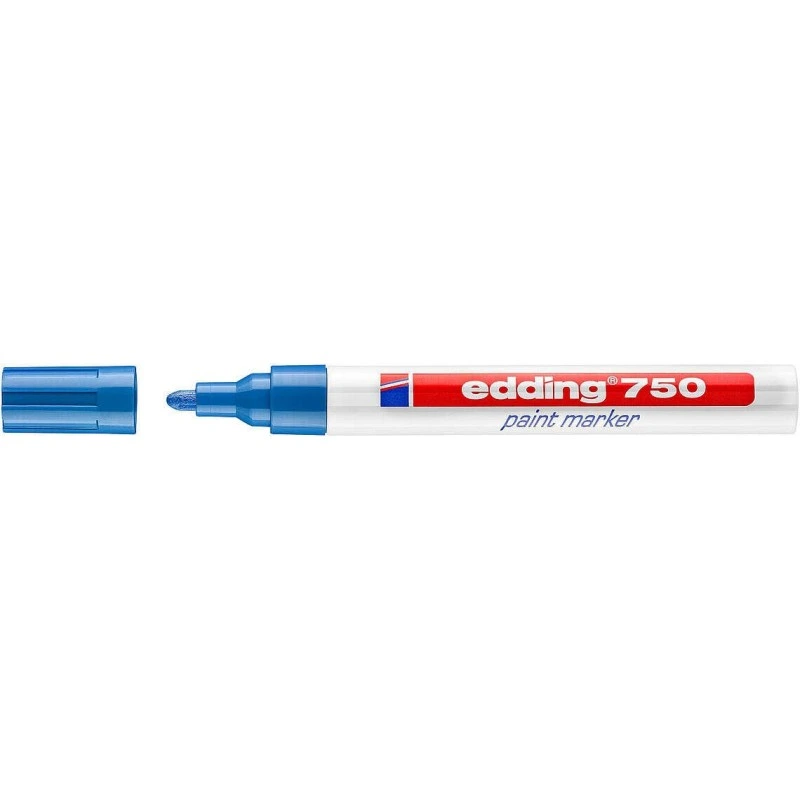 Edding 750 Permanent Marker - Round Tip - Line Width between 2 and 4 mm. - Opaque Ink - Quick Drying - Blue Colour