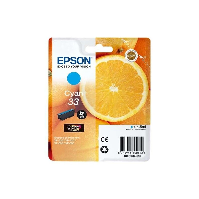 Epson T3342 (33) Cyan Ink Cartridge Original - C13T33424012
