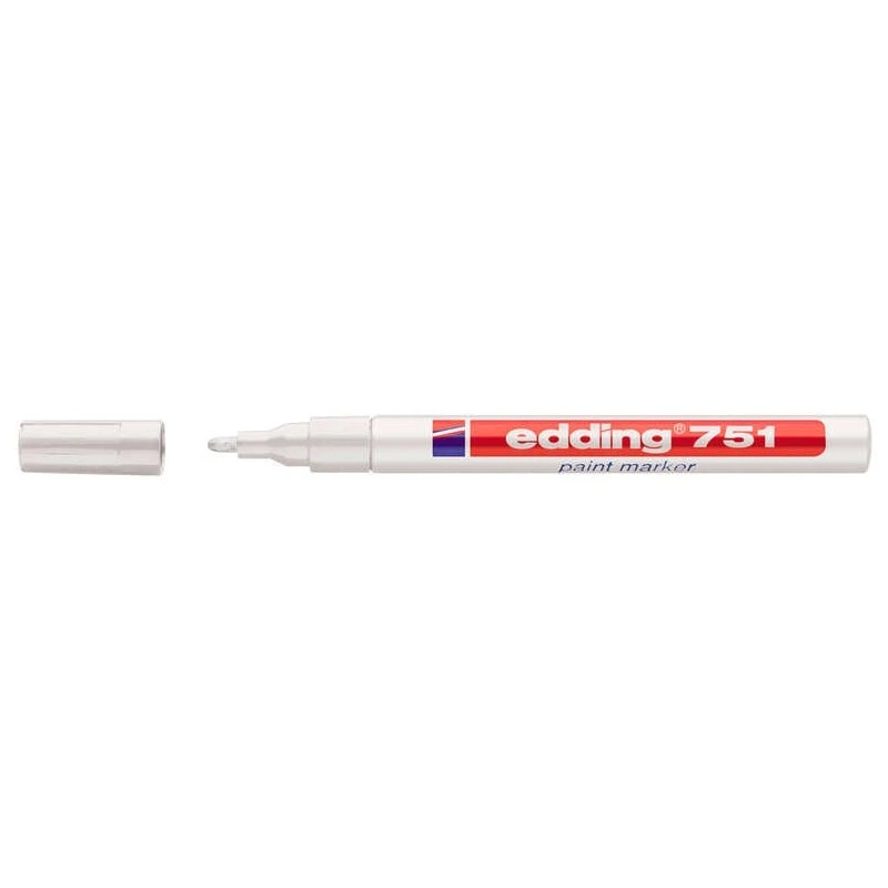 Edding 751 Permanent Marker - Round Tip - Line Width between 1 and 2 mm. - Opaque Ink - Quick Drying - White Colour