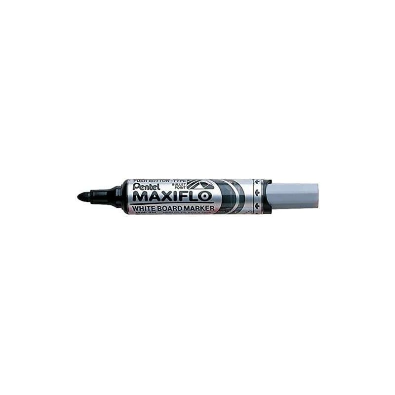Pentel Maxiflo Rotulador para Pizarra Blanca - Regulacion del Flujo de Tinta - Punta Redonda - Ancho de Linea 2,5mm - 50% de
