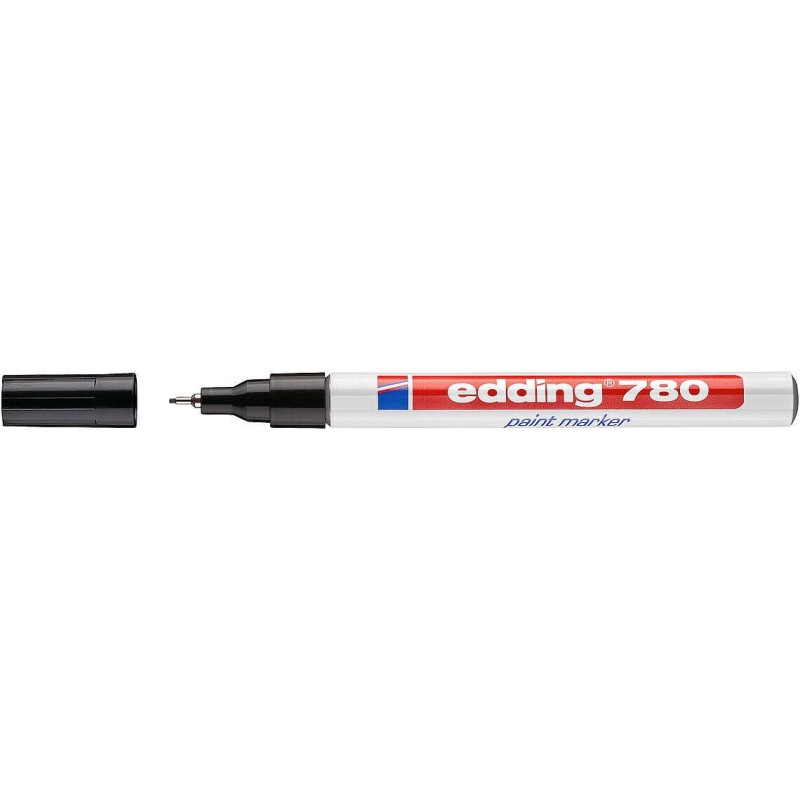 Edding 780 Marcador Permanente de Tinta Opaca - Ponta Redonda - Traço 0.8mm - Pontas de Substituição Disponíveis - Secagem