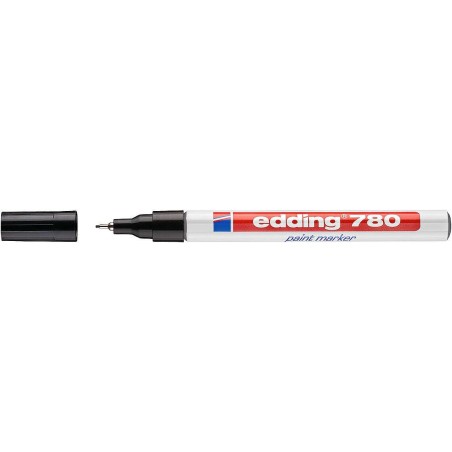 Edding 780 Marcador Permanente de Tinta Opaca - Ponta Redonda - Traço 0.8mm - Pontas de Substituição Disponíveis - Secagem