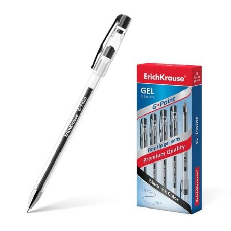 Erichkrause Stylo à Bille Gel G-Point - Encre Gel à Séchage Rapide - Corps Transparent avec Grip Profilé Triangulaire - Pointe