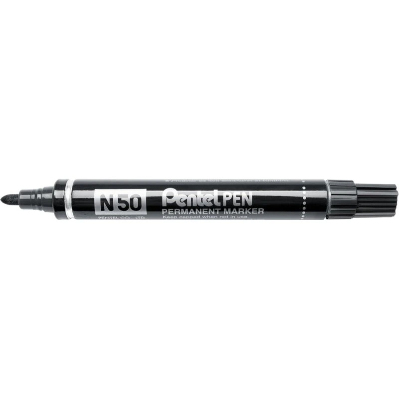 Pentel Pen N50 Permanent Marker - 4.3mm Tip - Water and Light Resistant - Black Colour